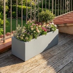 Blumentopf Rechteckig 58cm in Beton-Grau, Pflanzkasten 21L aus Kunststoff für...