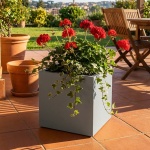 Blumentopf Quadratisch 47cm in Beton-Grau, Pflanzkasten 51L aus Kunststoff fü...