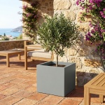 Blumentopf Quadratisch 58cm in Beton-Grau, Pflanzkasten 91L aus Kunststoff fü...