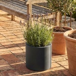 Moderner Blumentopf Rund Ø38cm in Anthrazit, Pflanzkübel 19L aus Kunststoff f...