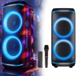 Bluetooth-Partylautsprecher 200W RMS: Musikbox mit LED-Lichtshow, TWS, Akku, ...