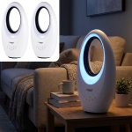 2er-Set Rotorloser Ventilator mit LED: Moderner Turmventilator mit Fernbedien...