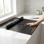 Hochwertige Klebefolie Schwarzer Marmor – Moderne Dekofolie, selbstklebend, 4...