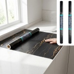 2er-Set Hochwertige Klebefolie Schwarzer Marmor – Moderne Dekofolie, selbstkl...