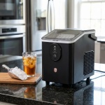 Eiswürfelmaschine - Kompakter Ice Maker Retro-Design mit 0,8L Wassertank & 12...