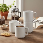 4-teiliges Tassenset aus Steinzeug: 300ml Becher-Set matt creme, spülmaschine...