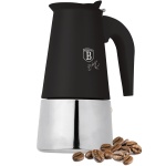 Espresso Kocher für 6 Tassen, mattes Schwarz: Mokkakanne aus Edelstahl, schne...