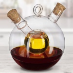 Edler 2in1 Öl- und Essigspender Glas – Kugelform mit Korken – 350ml & 50ml Es...