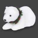 Dekoration Eisbär liegend - Funkelnde Winterdeko aus Styropor mit Glitzerpart...