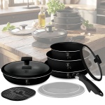 Edles Pfannen- & Topfset mit Universal Click-It-Griff, 10tlg., Antihaft Titan...