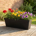 Rechteckiger Balkonkasten in Anthrazit – 60x20x19 cm – Pflanzenkübel mit inte...