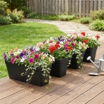 4er-Set Rechteckiger Balkonkasten in Anthrazit – 60x20x19 cm – Pflanzenkübel ...
