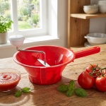 Robuste Gemüsemühle Ø26cm in Rot-Weiss mit 3 Sieben: Passiermühle ideal für Z...