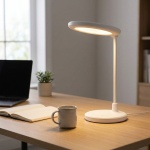 Elegante LED Schreibtischlampe mit Schminkspiegel & Akku, Weiss – Dimmbare Ko...