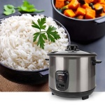 Stilvoller Edelstahl Reiskocher mit Warmhaltefunktion, 1,5 Liter, 500 W, schw...