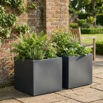 2er-Set Blumentopf Quadratisch 38cm in Anthrazit, Pflanzkasten 25L aus Kunsts...