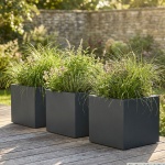 3er-Set Blumentopf Quadratisch 47cm in Anthrazit, Pflanzkasten 51L aus Kunsts...