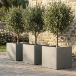 3er-Set Blumentopf Quadratisch 58cm in Beton-Grau, Pflanzkasten 91L aus Kunst...
