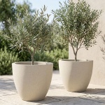 2er-Set Moderner Pflanzkübel Rund Ø58cm in Sand, Blumentopf 86L aus Kunststof...
