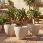3er-Set Moderner Pflanzkübel Rund Ø58cm in Sand, Blumentopf 86L aus Kunststof...