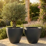 2er-Set Blumentopf Rund 58cm, Graphit – Grosses Pflanzgefäss für Aussen und I...