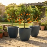 3er-Set Blumentopf Rund 58cm, Graphit – Grosses Pflanzgefäss für Aussen und I...