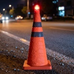 Faltbarer Verkehrskegel 50 cm mit Sicherheitslampe & reflektierenden Streifen...