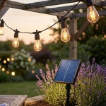 Solar LED Lichterkette Warmweiss 8m: 10 Lampen, IP44 Wetterfest - Mit Fernbed...