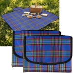 2er-Set Picknickdecke in Blau kariert (150x130 cm), wasserabweisend – Leicht,...