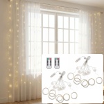 2er-Set Eleganter LED-Lichtervorhang 3x3m, je 300 warmweisse LEDs: Fernbedien...