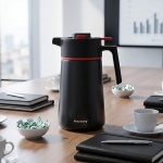 Konferenzthermoskanne 2,5L Edelstahl Schwarz-Rot - BPA-freie Isolierkanne mit...
