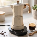 Elektrische Espresso-Kaffeemaschine & Espressokocher im Mokka Stil beige: 500...