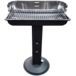 Rechteckiger Standsäulengrill in Schwarz – Robuster Holzkohlegrill mit Windsc...