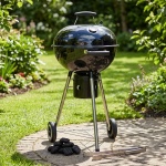 Kugelgrill Ø47 cm – Mobiler Holzkohlegrill mit 2 Rädern & Thermometer, emaill...