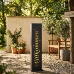 LED-Stele Willkommen aus Metall 90cm mit Beleuchtung & Timer – Leuchtende Dek...