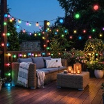 WLAN Partylichterkette RGB 10,8 m mit 48 LED Kugeln Ø 30 mm – App- und Sprach...
