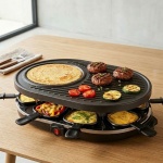 Raclette Grill für 8 Personen mit 8 Pfännchen antihaftbeschichtet – Tischgril...