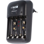 4 Stecker-Ladegerät für NiMH & NiCd Akkus, AA, AAA und 9V: Einzelschachtüberw...
