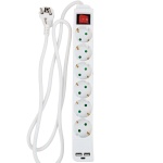 Tischsteckdosenleiste 6-fach mit 2 USB-Ladebuchsen USB-C und USB-A, 45° gedre...