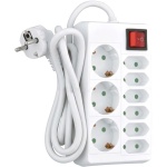 Tischsteckdose 9-fach mit Schalter, 3 Schuko- und 6 Euro-Steckdosen, kompakte...