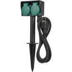 Gartensteckdose mit Erdspiess 2-fach, Schuko-Steckdosen mit Klappdeckel, IP44...