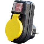 Steckdosenadapter 1-fach IP44 für aussen, Schuko-Zwischenstecker mit beleucht...