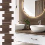 Fliesenaufkleber Selbstklebend, dunkle Holzmaserung - 4 Stück, 25x25 cm SPC W...
