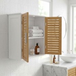 Schöner Wandschrank in Weiss & Holzoptik für Bad und Küche: Kompakter Wandreg...