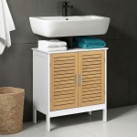 Eleganter Waschtischunterschrank Weiss & Holz-Optik: Badschrank aus MDF, mode...