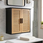 Schöner Wandschrank in Schwarz & Holzoptik für Bad und Küche: Kompakter Wandr...