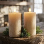 2er-Set Rustikale LED Echtwachskerze Ø7,5x15cm flackernd mit Timer: Stimmungs...