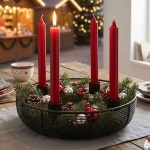 Stilvoller Adventskranz aus Metall, Schwarz Ø 20,5 cm für 4 Tafelkerzen - Mod...