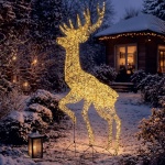 LED Metall Deko Rentier warmweiss: grosse LED Figur mit Timer für Gartendekor...