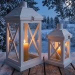 2er-Set MDF-Holz Laternen in Weiss-matt – Stilvolles Windlicht Set für Kerzen...